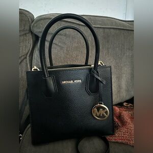Michael Kors Black Tote with Gold Logo Charm
